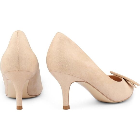 🆕Women's Cream Kitten Heels Closed Pointy Toe Pumps Stiletto Heels Office Shoes - Picture 3 of 7